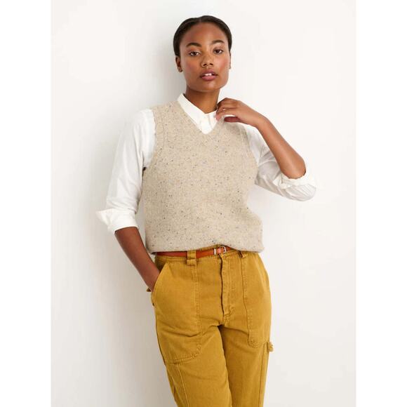 ALEX MILL francis donegal merino wool blend sweater vest Oatmeal Small S - Picture 2 of 5